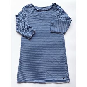 Girls Vineyard Vines Long Sleeve Blue and White Striped Dress Size 7/8